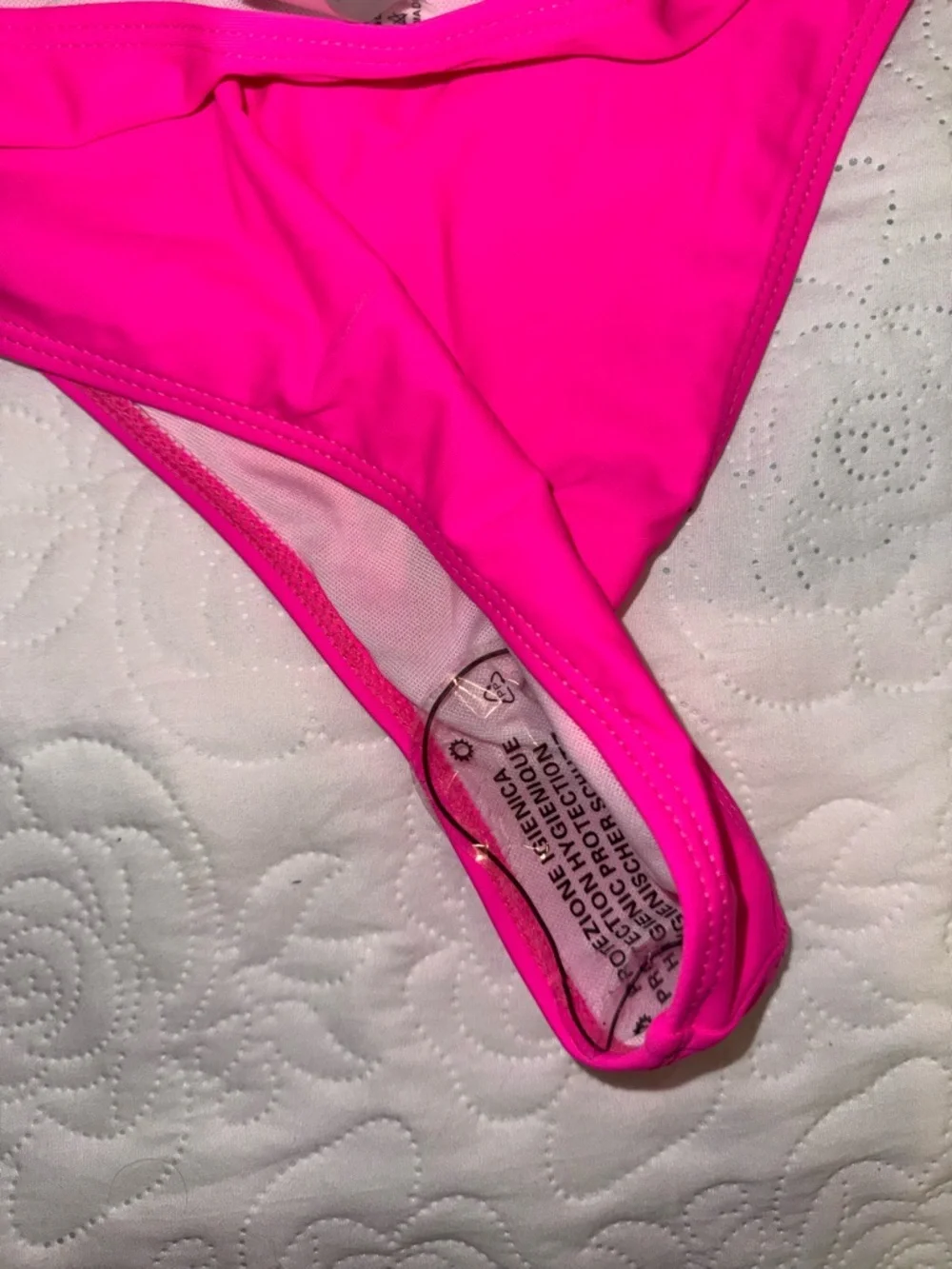 Hot Pink Halter One-Piece Swimsuit - Deep V - Size Large - Picture 5 of 5